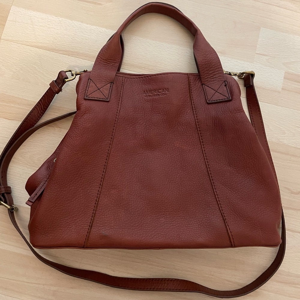 EXCELLENT CONDITION - American Leather Co Crossbody Dark Brown Leather